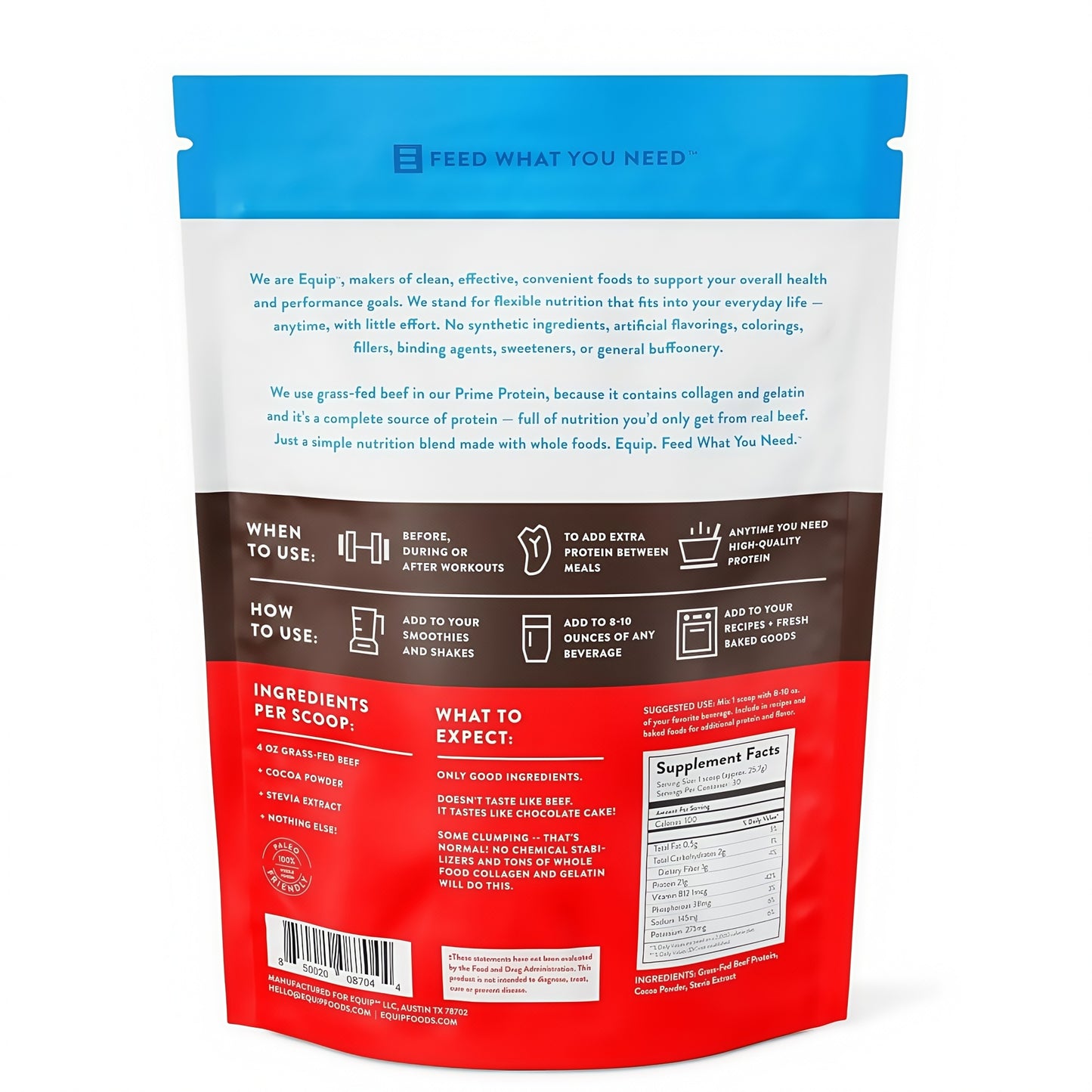 Equip Prime Protein Powder Chocolate Flavor 30 Servings